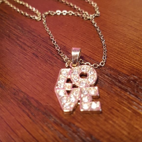 Rhinestone Love Necklace - Picture 2 of 3